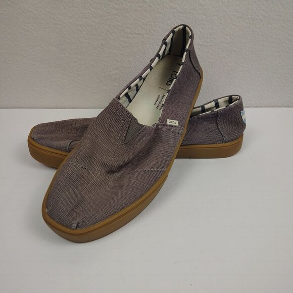 TOMS Classic Alpargata Slip-On Shoes Mens 10 Ash Gray Classic Canvas Boat Shoe - Picture 1 of 9